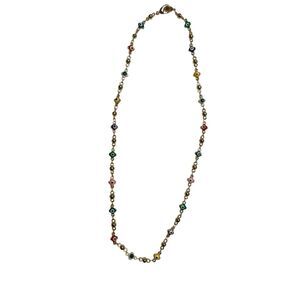 Gold Tone Multicolor Nazar Evil Eye Necklace 18in Beaded Protective Charm